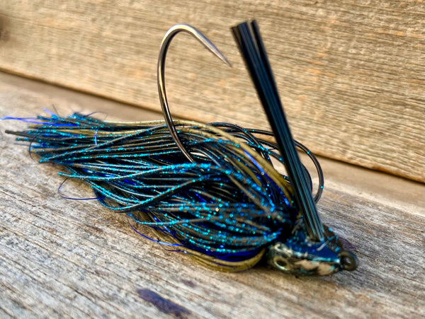 NEW!! Black and Blue Swim Jig with Blue tinsel 1/2 ounce