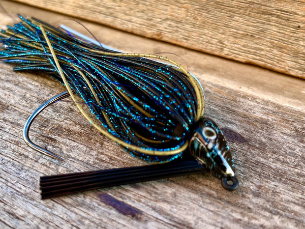 NEW!! Black and Blue Swim Jig with Blue tinsel 1/2 ounce