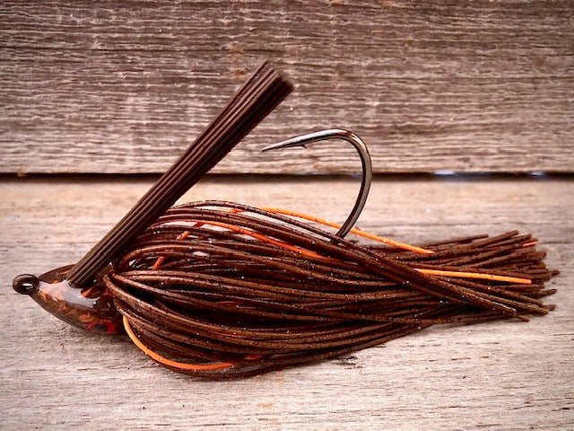 The NEW Brown Jig Series with Orange Accent- Swim Jig and Football