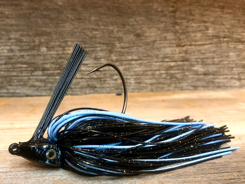 Black with Baby Blue Craw 1/2oz. Swim Jig