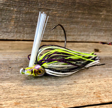 White w/ purple and chart Swim Jig