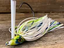 White w/ blue and chart Swim Jig